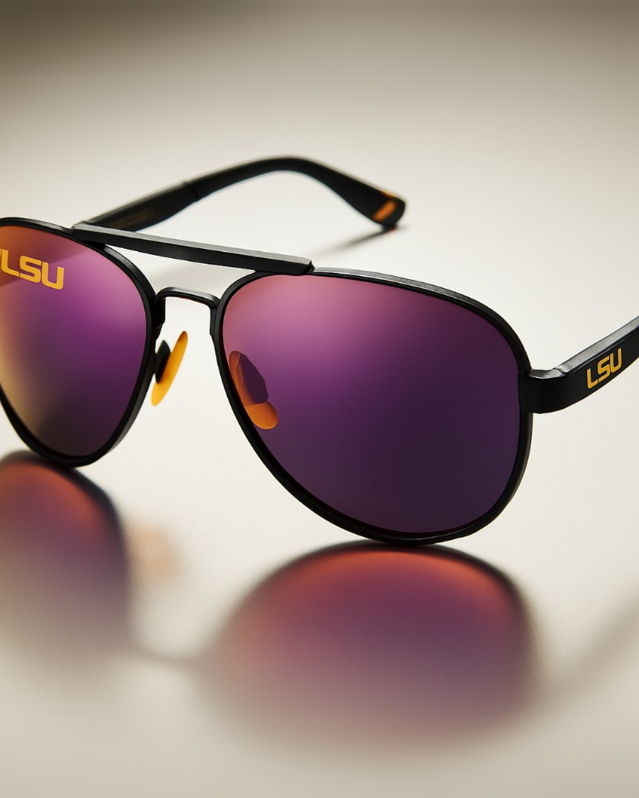 LSU Aviator Game Day Sunglasses – Purple Mirror Lens